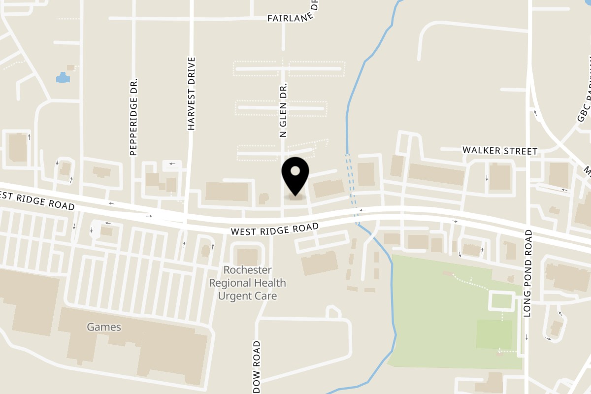 Map showing the location of Los Gallos Mexican Grill on 2700 W Ridge Rd in Rochester